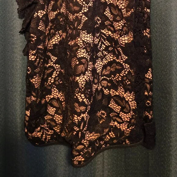 Womens Summer Dresses Sleeveless Black Floral Lace Ruffle Hem Cami Dress Short - Picture 6 of 6